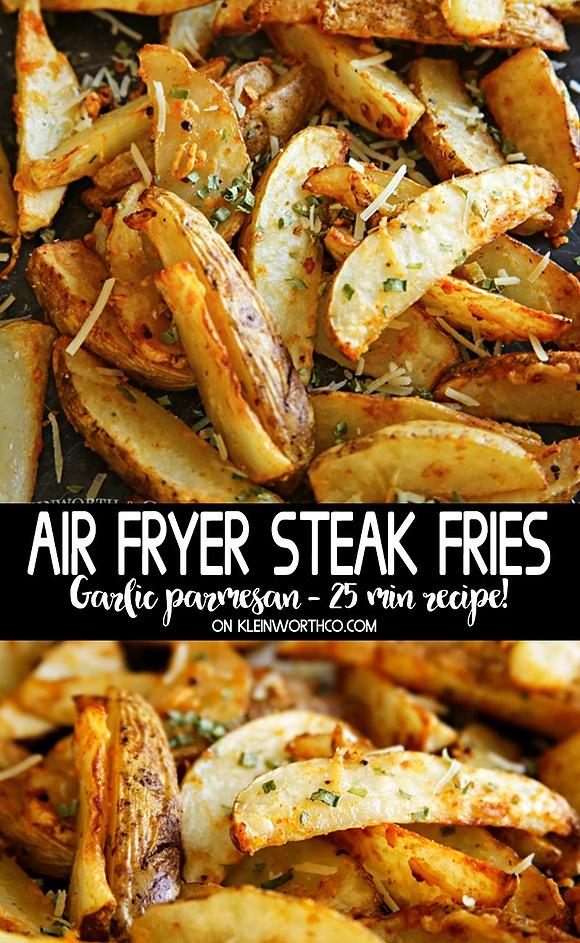 Air fryer steak fries with garlic and parmesan