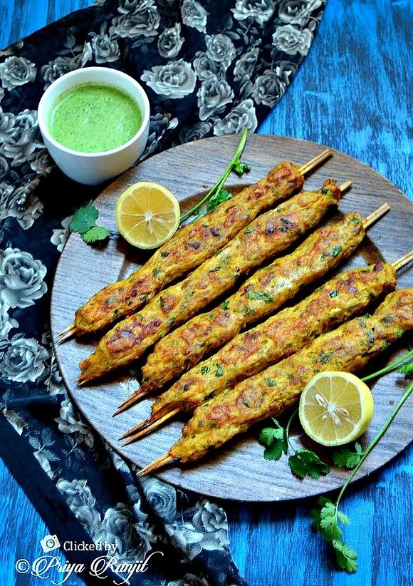 Chicken seekh kabab - minced chicken recipe and chicken kebab instructions