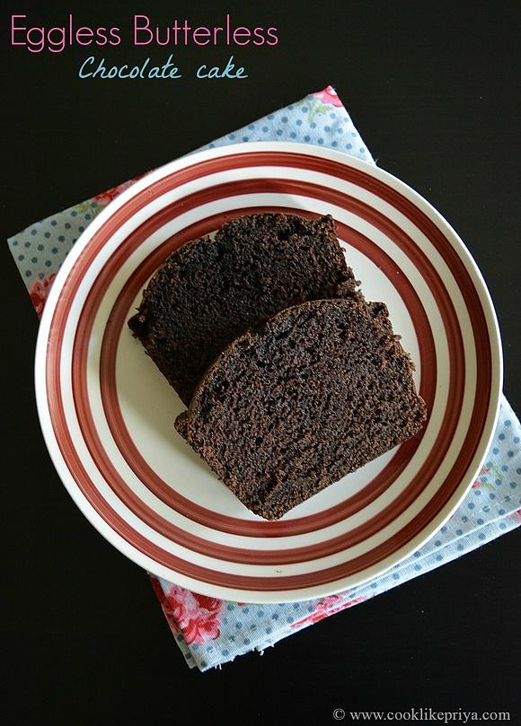 Eggless butterless chocolate loaf cake