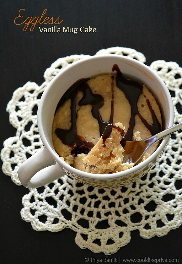 Eggless vanilla mug cake recipe