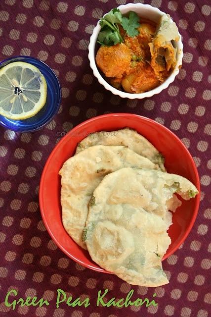 Green peas kachori with spicy dum aloo Indian snack recipe