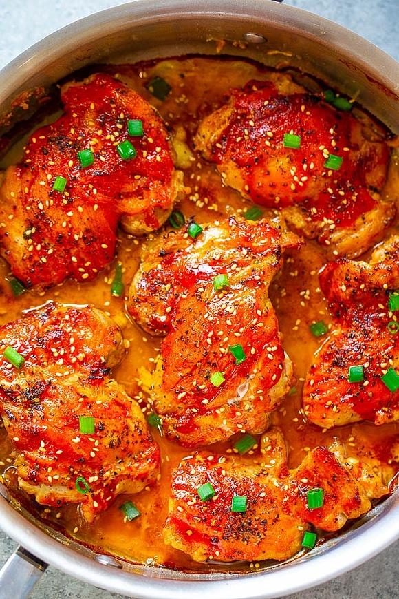 Easy spicy and sweet glazed chicken