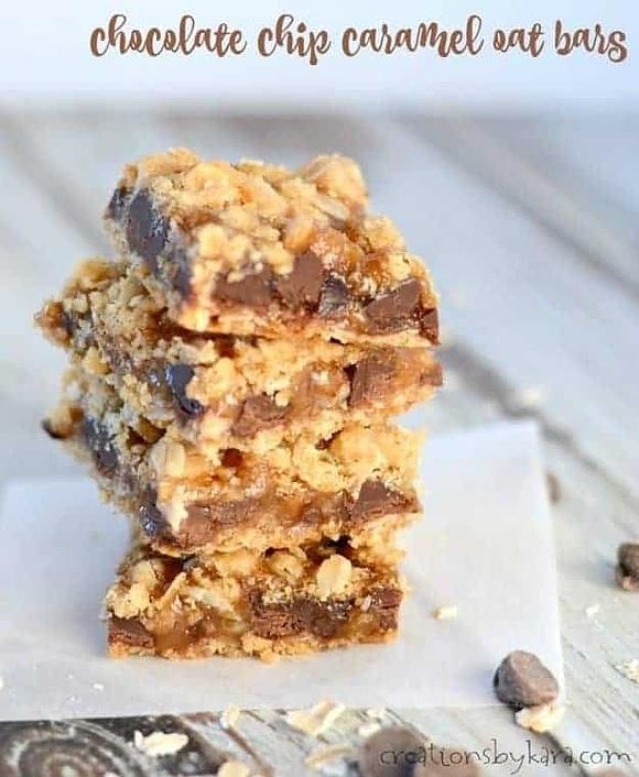 Chocolate Chip Caramel Oatmeal Bars