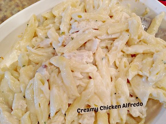 Easy chicken alfredo with penne