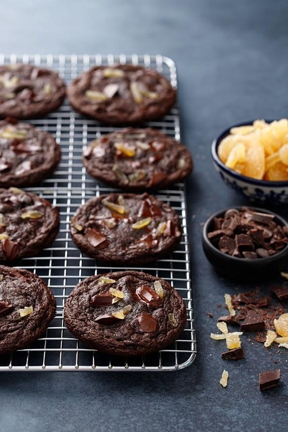 Double dark chocolate ginger cookies
