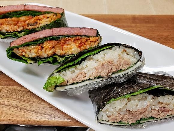 Folded kimbap sandwich korean kimbap hack