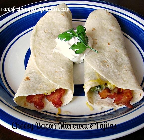 Cheesy bacon microwave fajitas