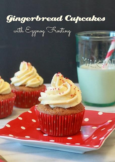 Gingerbread cupcakes with eggnog frosting