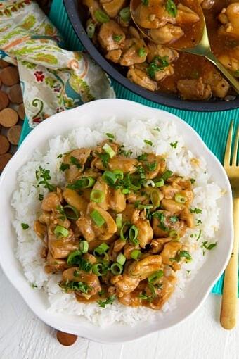 Bourbon chicken with soy sauce and apple cider vinegar