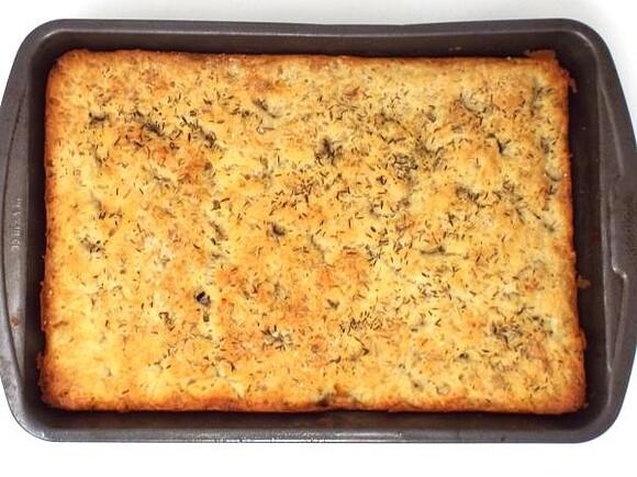 Quick and easy focaccia bread with dried herbs