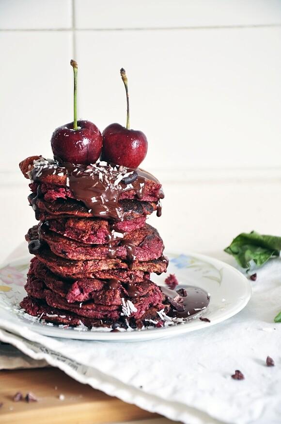Red velvet beetroot pancakes