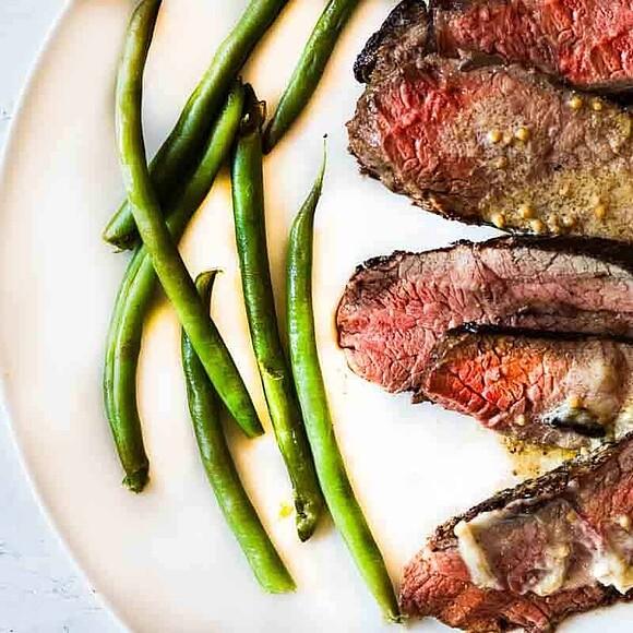 Pan-seared baseball top sirloin steak