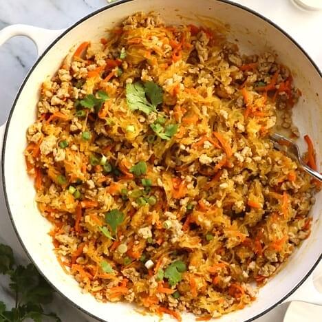 Spaghetti squash chicken stir fry