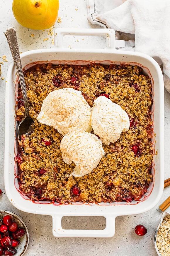 Lighter pear cranberry crisp for the holidays