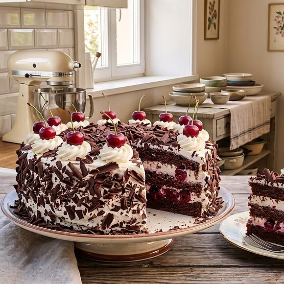 Authentic german black forest cake (schwarzwälder kirschtorte)