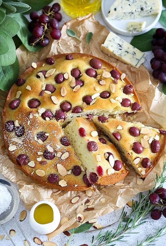 Rustic grape olive oil cake
