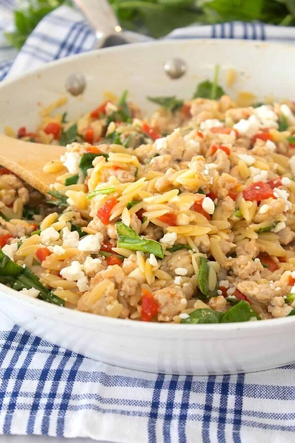 Tuscan orzo skillet dinner