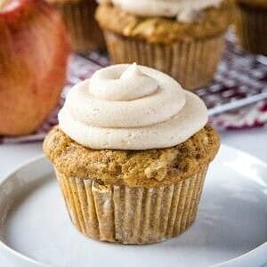 Apple spice cupcakes with cinnamon brown sugar frosting