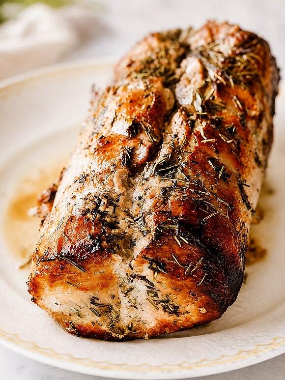 Roast pork loin (arrosto di maiale) italian family dinner