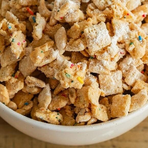 Birthday cake muddy buddies
