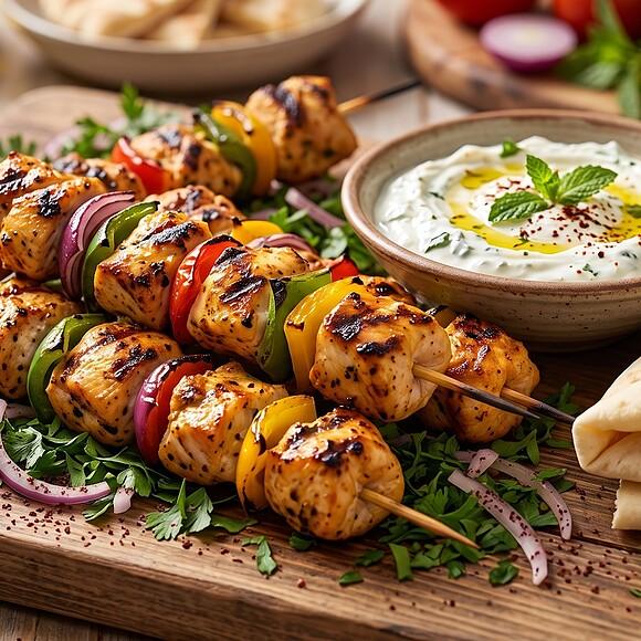 Authentic shish tawook: juicy lemon-garlic chicken skewers