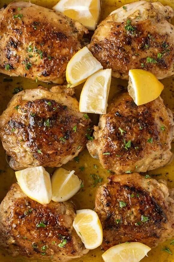 Baked greek lemon chicken thighs