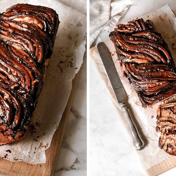 Dark chocolate and pecan babka