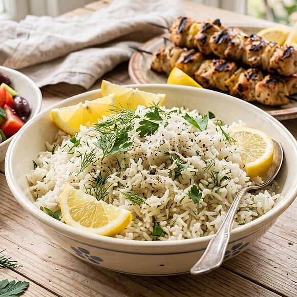 Authentic greek lemon rice: fluffy, fragrant and never sticky