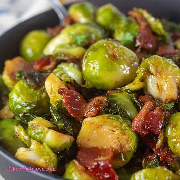 Bacon brown sugar glazed brussels sprouts