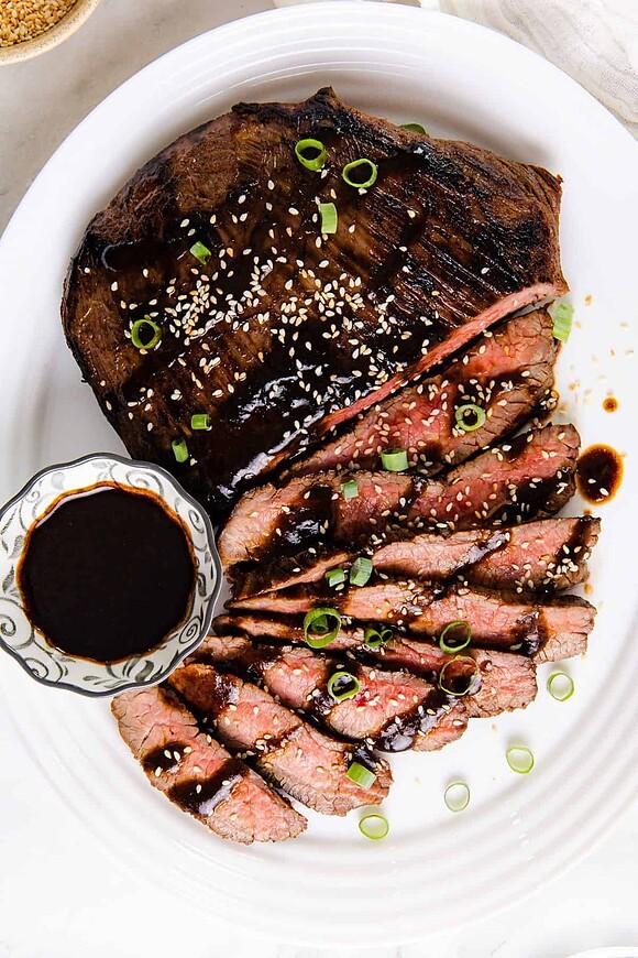 Garlic miso glazed steak