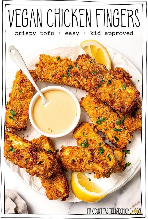 Crispy tofu chicken fingers (easy vegan)