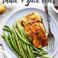 Sheet pan honey garlic salmon with green beans