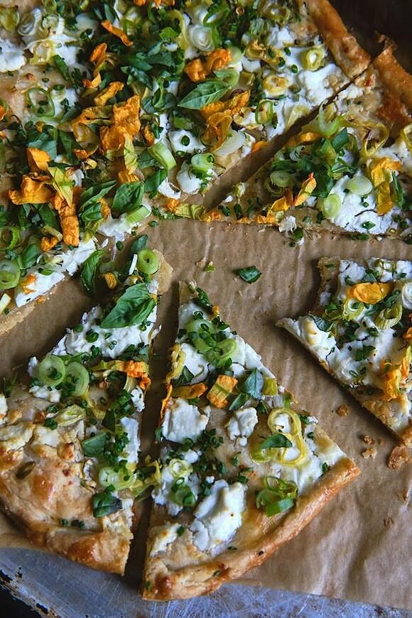 Banana pepper and goat cheese tart