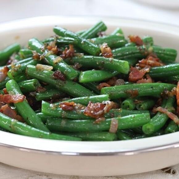 Green beans with bacon and shallots