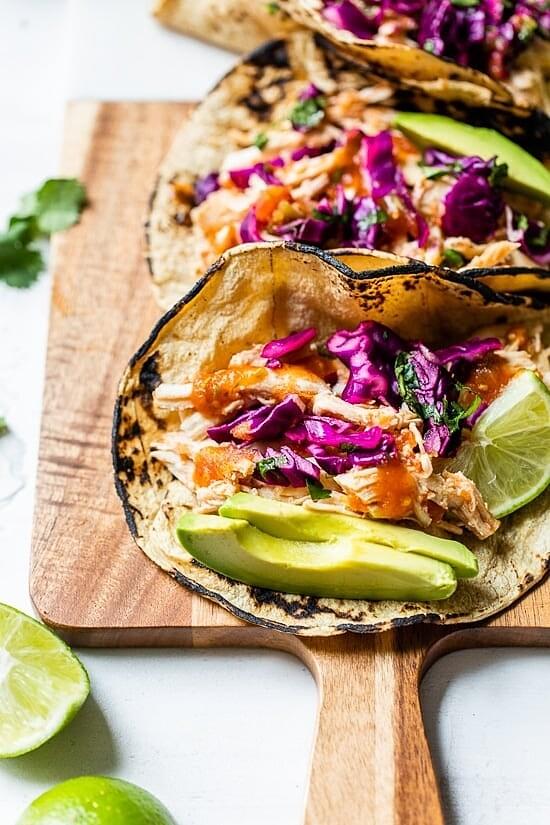 Dump-and-go slow cooker chicken tacos
