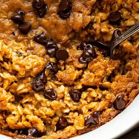 Pumpkin chocolate chip baked oatmeal