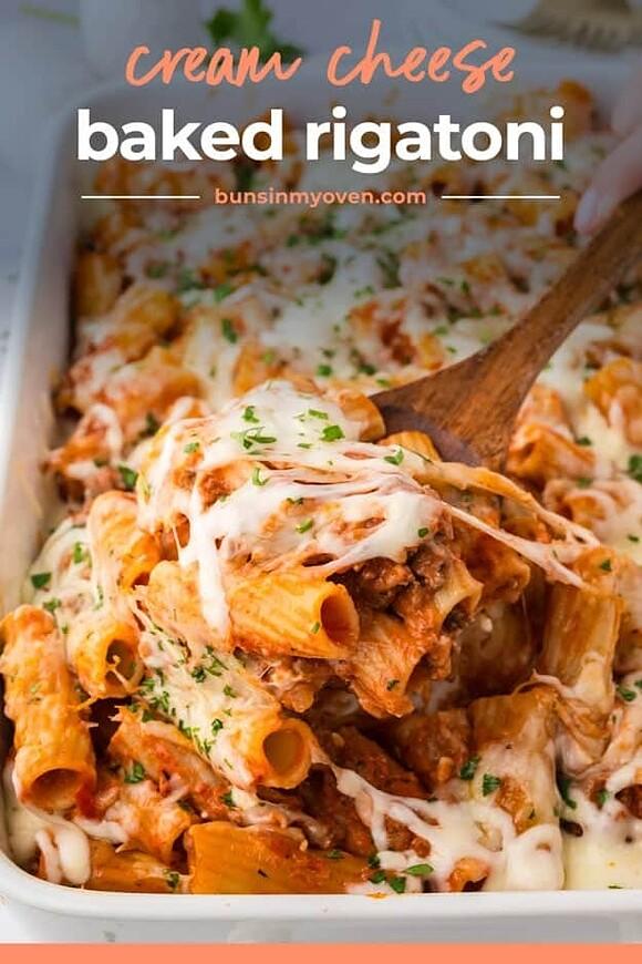 Cream cheese baked rigatoni