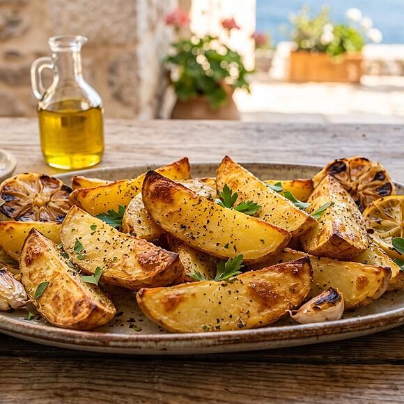 Truly crispy Greek lemon potatoes (patates lemonates recipe)