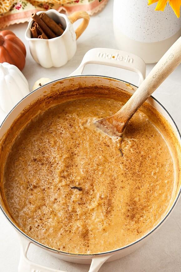 Pumpkin tres leches rice pudding