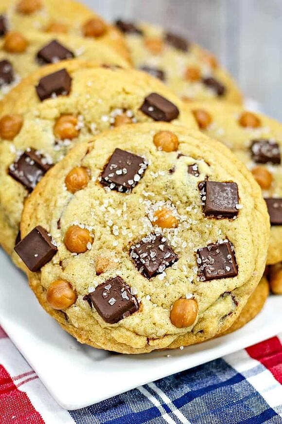 Salted caramel chocolate chip cookies