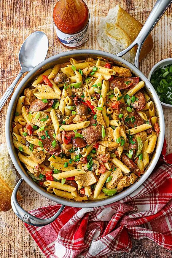 Creamy Cajun chicken and sausage pasta