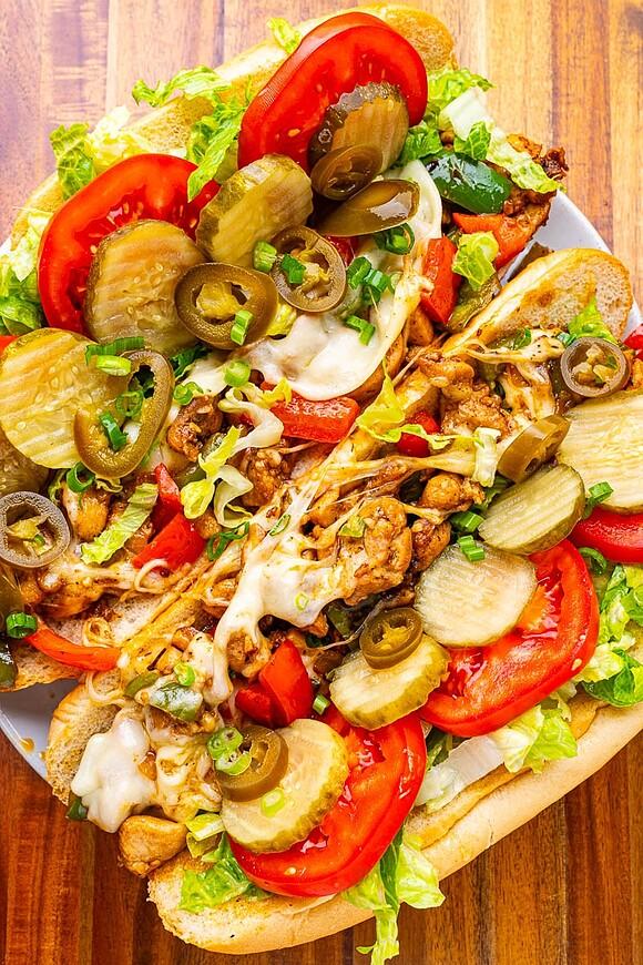 Cajun chicken cheesesteak sandwich
