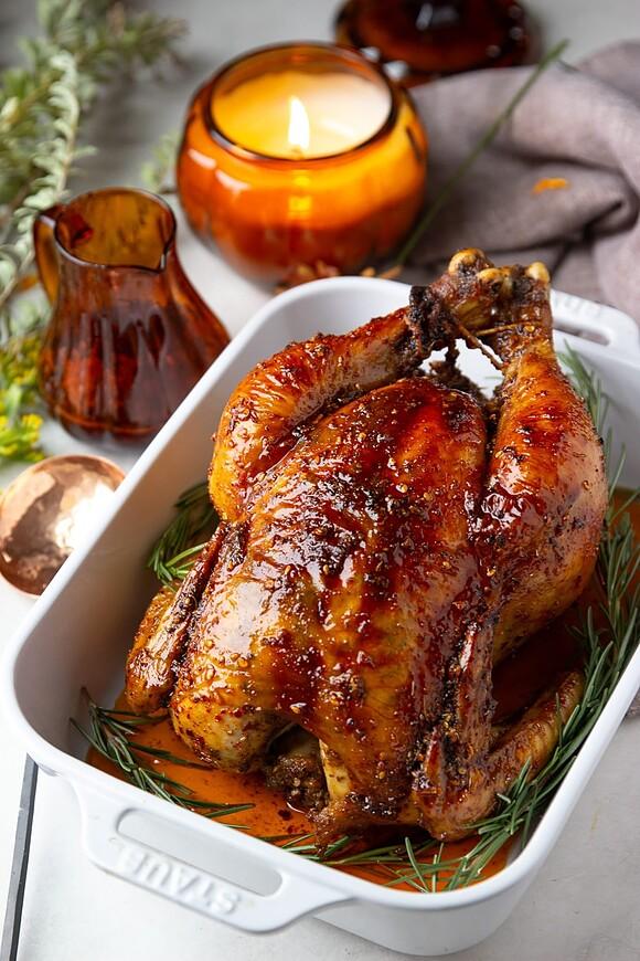 Hot honey roasted chicken with chili crunch