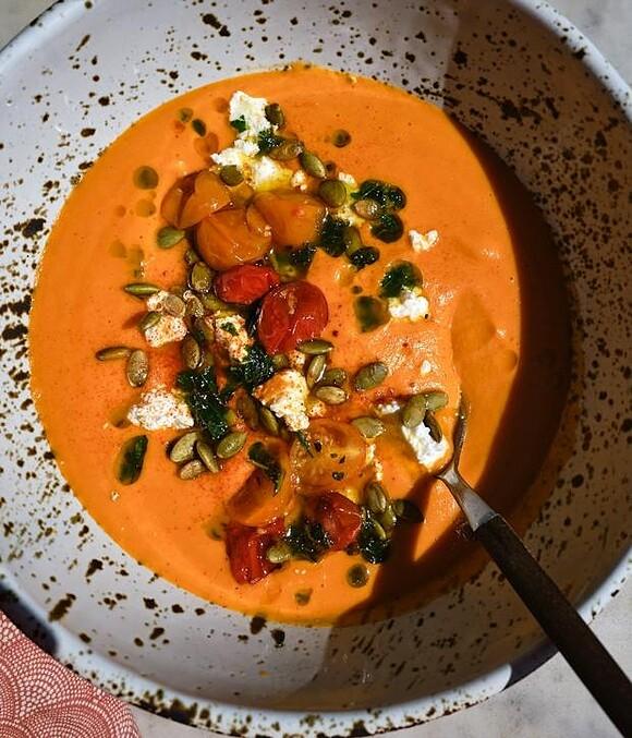 Butternut squash soup with red lentils