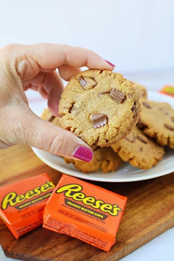 Peanut butter cookies with peanut butter cups