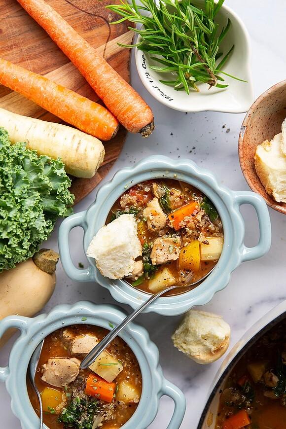 Autumn quinoa chicken soup