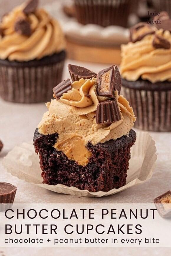 Chocolate peanut butter cupcakes