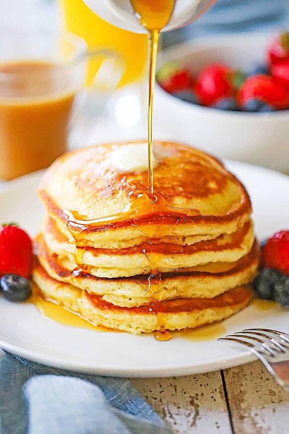 Homemade fluffy buttermilk pancakes