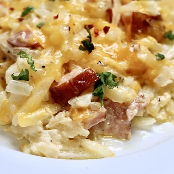 Crock pot smoked sausage hashbrown casserole