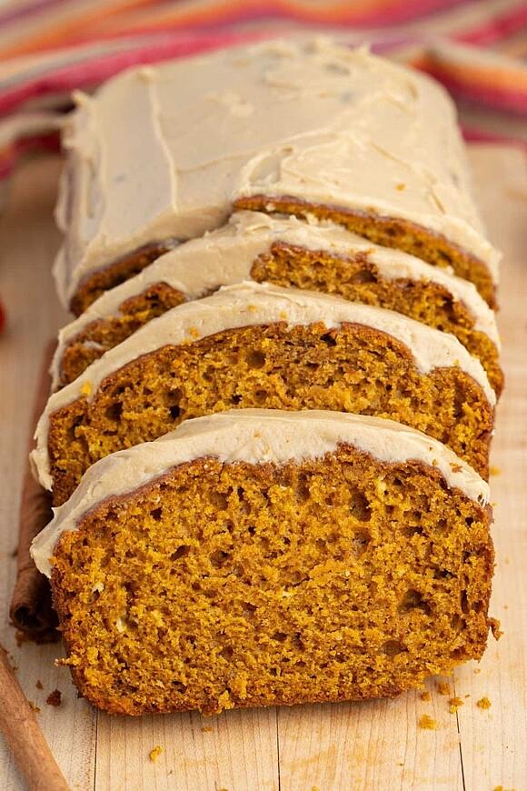 Pumpkin bread with maple glaze